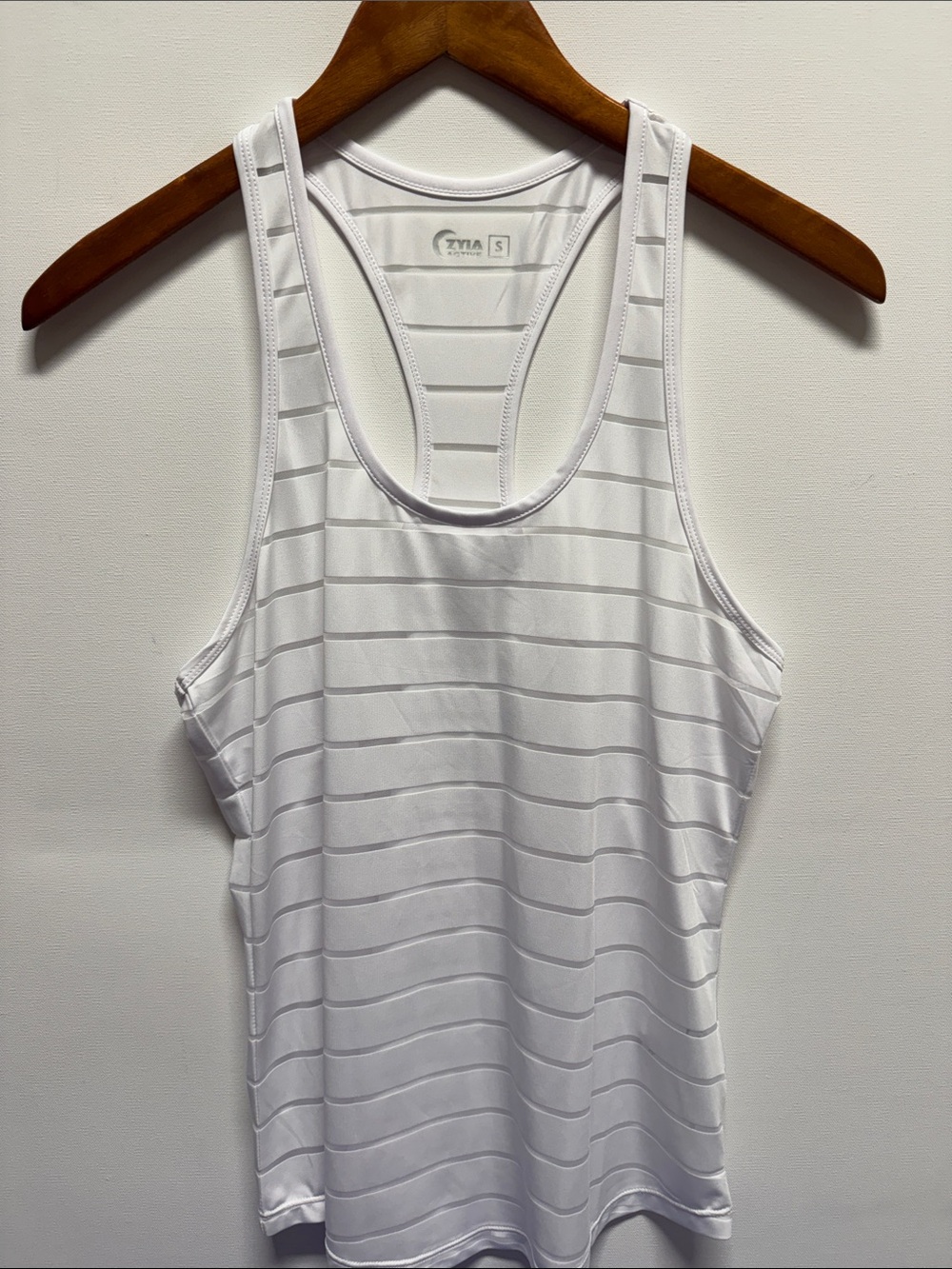 ZYIA White Striped Racerback Tank